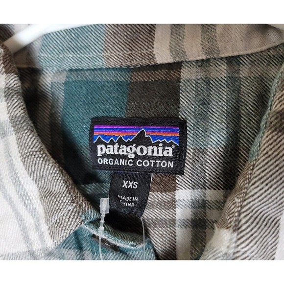 Patagonia Flannel Shirt Mens XXS Organic Cotton Tailored Grey L/S Fjord NEW - Picture 7 of 8
